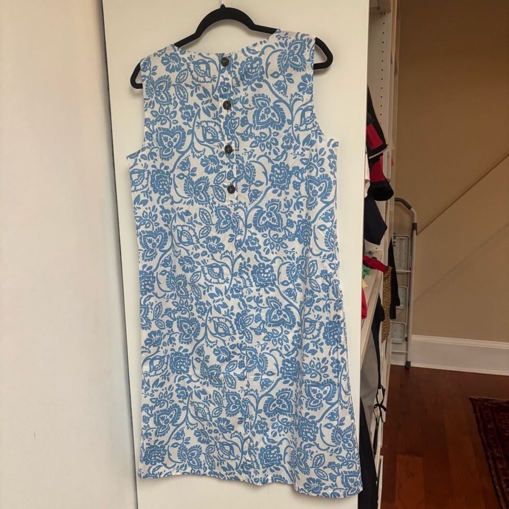 MARELLA Blue and White Sleeveless Sheath Midi Dress - Picture 3 of 4